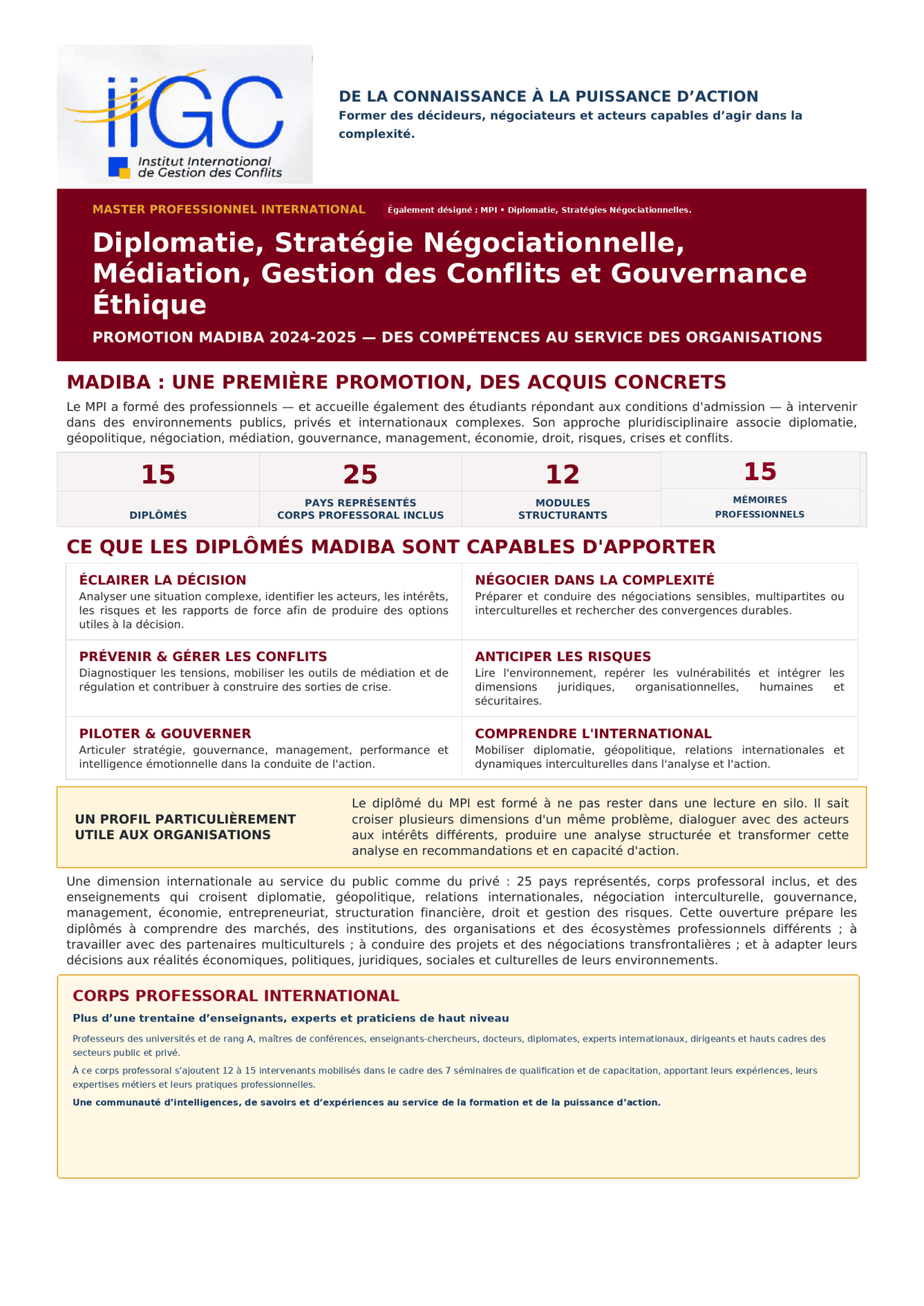 Page 1 : Compétences & Corps Professoral