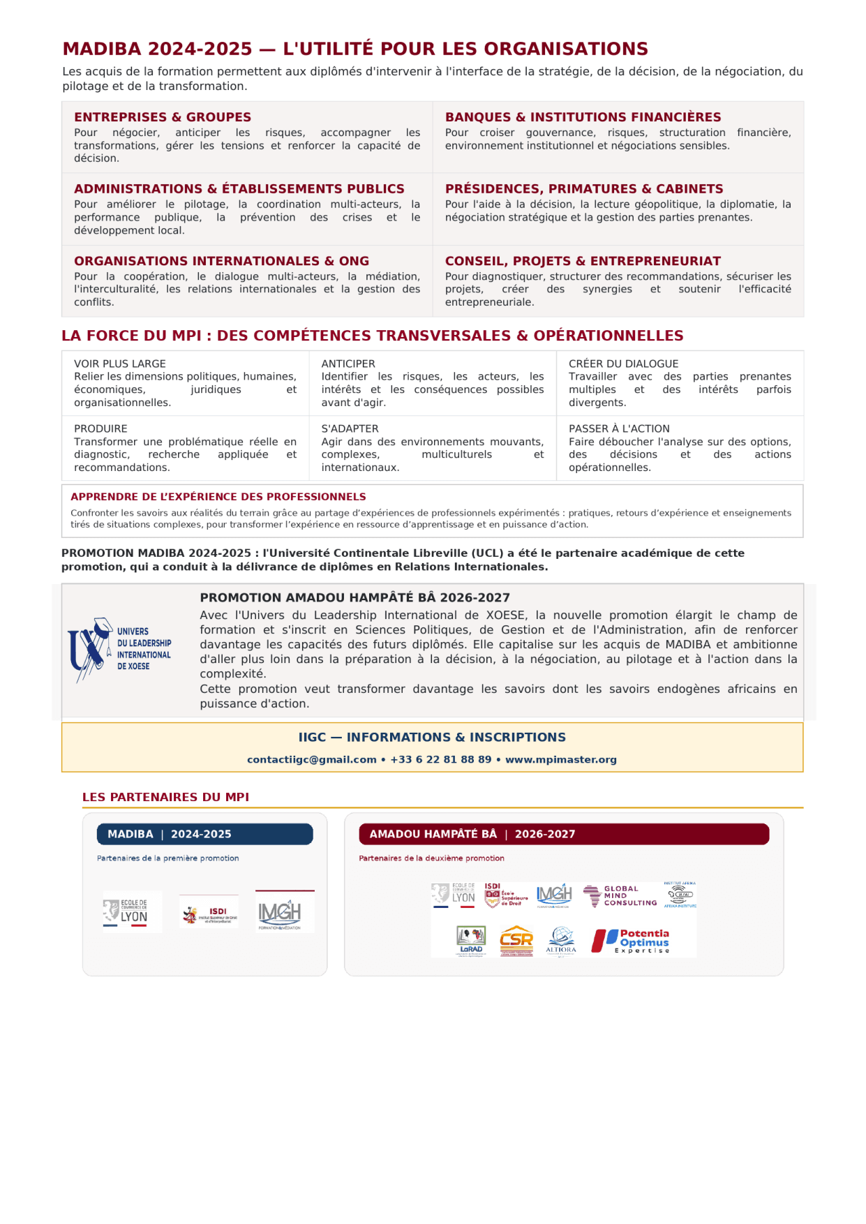 Page 2 : Utilité Organisations & Partenaires
